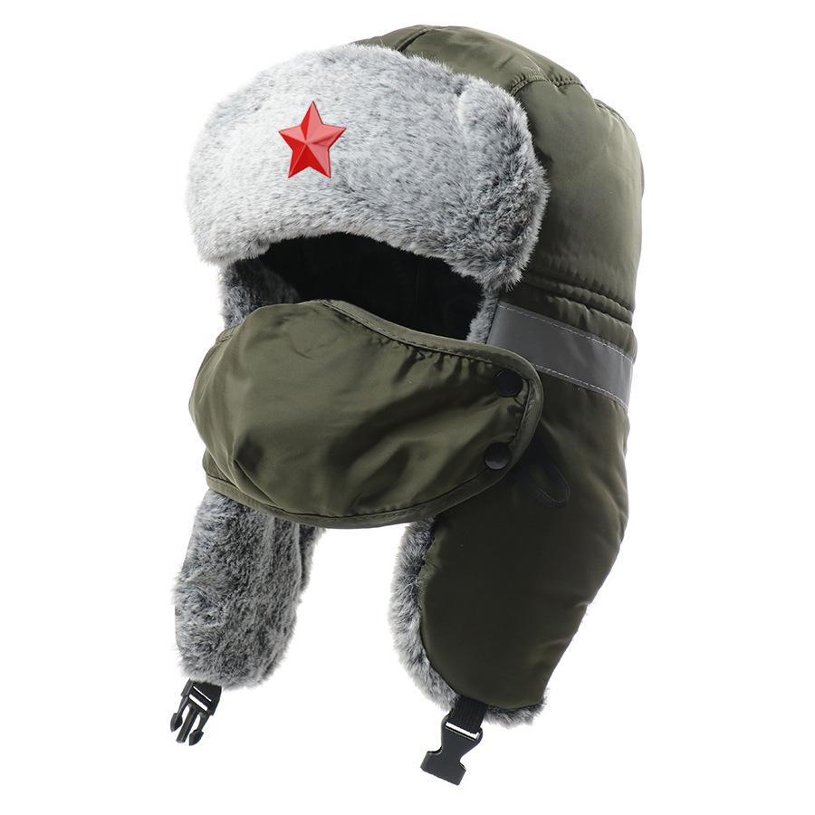 Soviet coat of arms Lei Feng hat imitation rabbit fur autumn and winter outdoor ear protection hat winter warm and cold plush hat direct supply