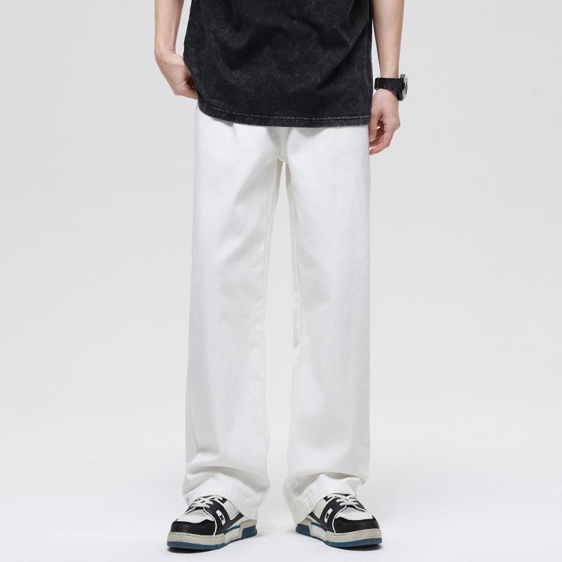 

Джинсы мужские Tide в американском ретро-стиле, белые, широкие брючины, прямые, длиной до пола, повседневные Large белый