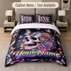 Skull Gothic Theme Custom Text Or Name 3Pcs Bedding Set 1 Flat Sheet & 2 Pillowcases Personalized Home Bedding
