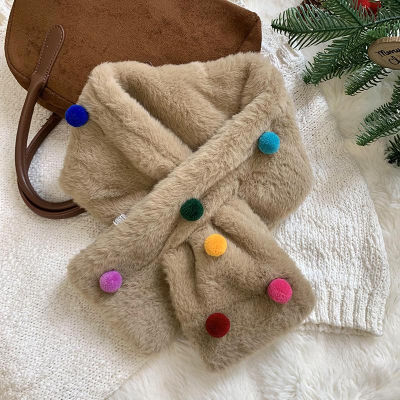 Christmas scarf scarf winter warm new velvet thickened warm fluffy scarf scarf