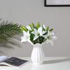 A84X-5Pcs Artificial Lily Flowers Real Contact Fake Lily Bouquet Artificial Flowers For Home Wedding Floral Decor