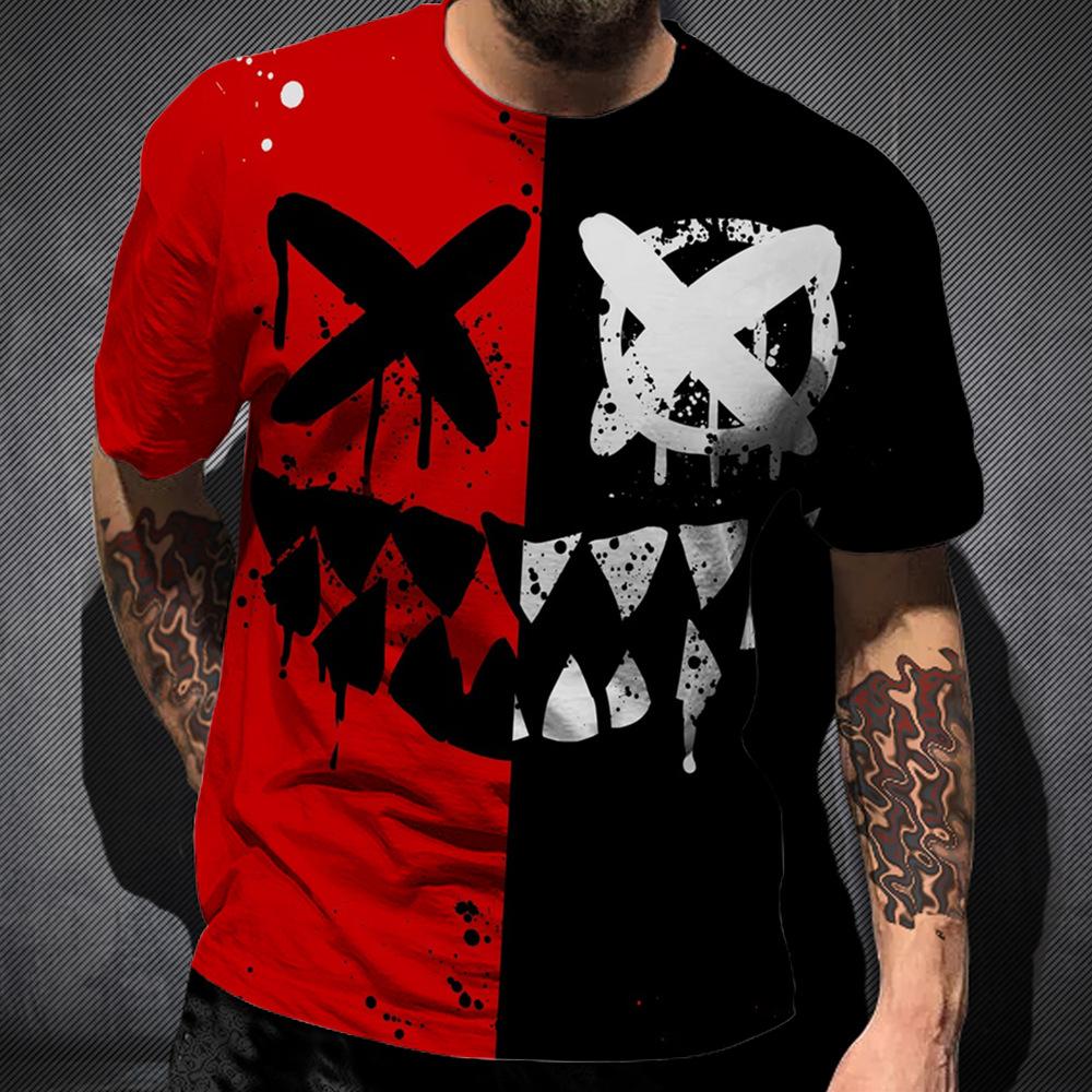 Smile Face 3D Printed Short Sleeved T-shirt Leisure Hip Hop Summer Breathable Polyester Simple Round Neck Top