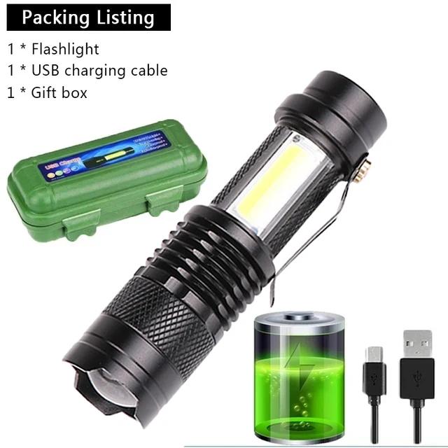 5 PCS Mini Brightest Led Flashlight USB Rechargeable Tactical Flashlights Powerful LED Torch Zoomable Flashlamp Emergency Light