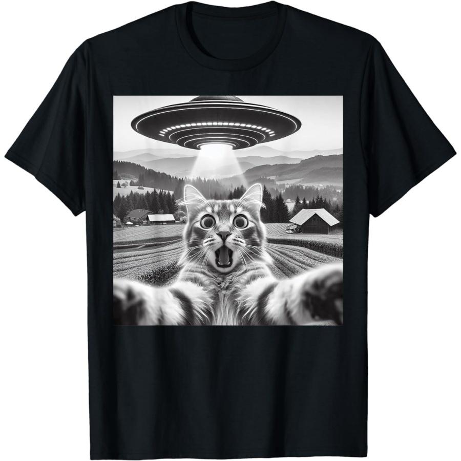 Cat Selfie with Alien UFO Funny Cat Gifts for Men Women Kid T-Shirt XXXXXL разноцветный