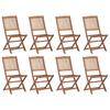 Foldable Garden Chairs with Cushions 8 Pcs. Solid Acacia Wood