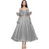 Elegant One-Shoulder Cross-Body Light Wedding Dress with Lace-Up Back and Puffy Skirt