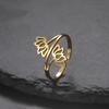 Fashionable hollow double lotus opening ring stainless steel irregular minimalism Bohemian lotus eternal ring yoga couple gift