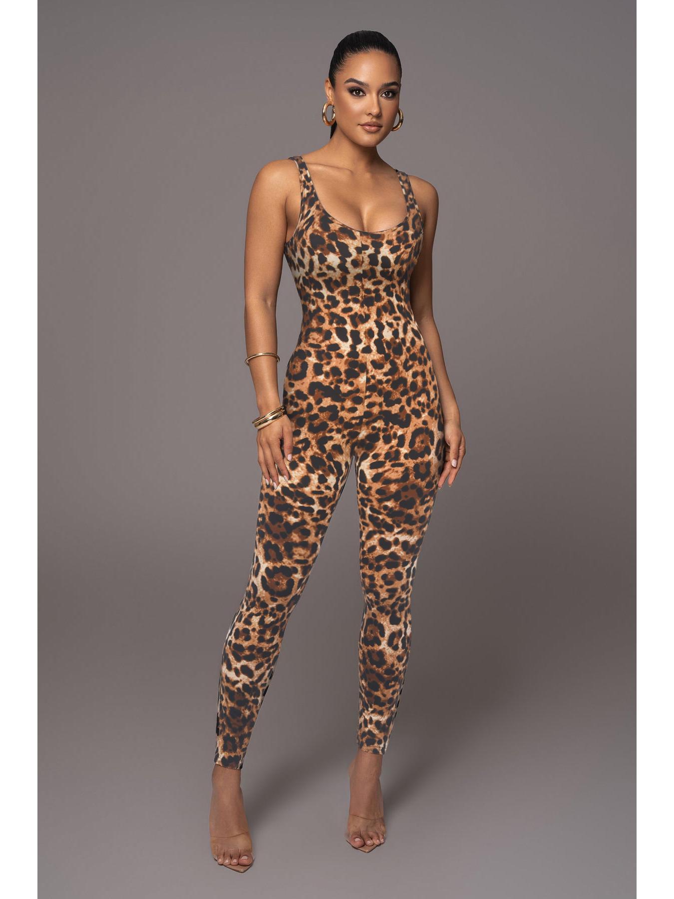 

Weimeizi Women s U-Neck Print Jumpsuit - European/American Nightclub Fashion, In Stock L