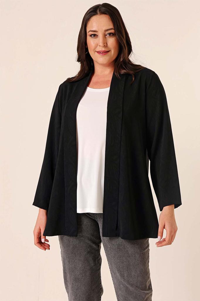 Importowana Krepowa Marynarka z Szalowym Wzorem z Podszewką z Topem Plus Size Zestaw 2-częściowy