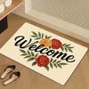 Welcome floral Home Letter Pattern Door Mat, Non-slip Soft Floor Mat, Decorative Carpet for Home Living Room Bedroom Kitchen