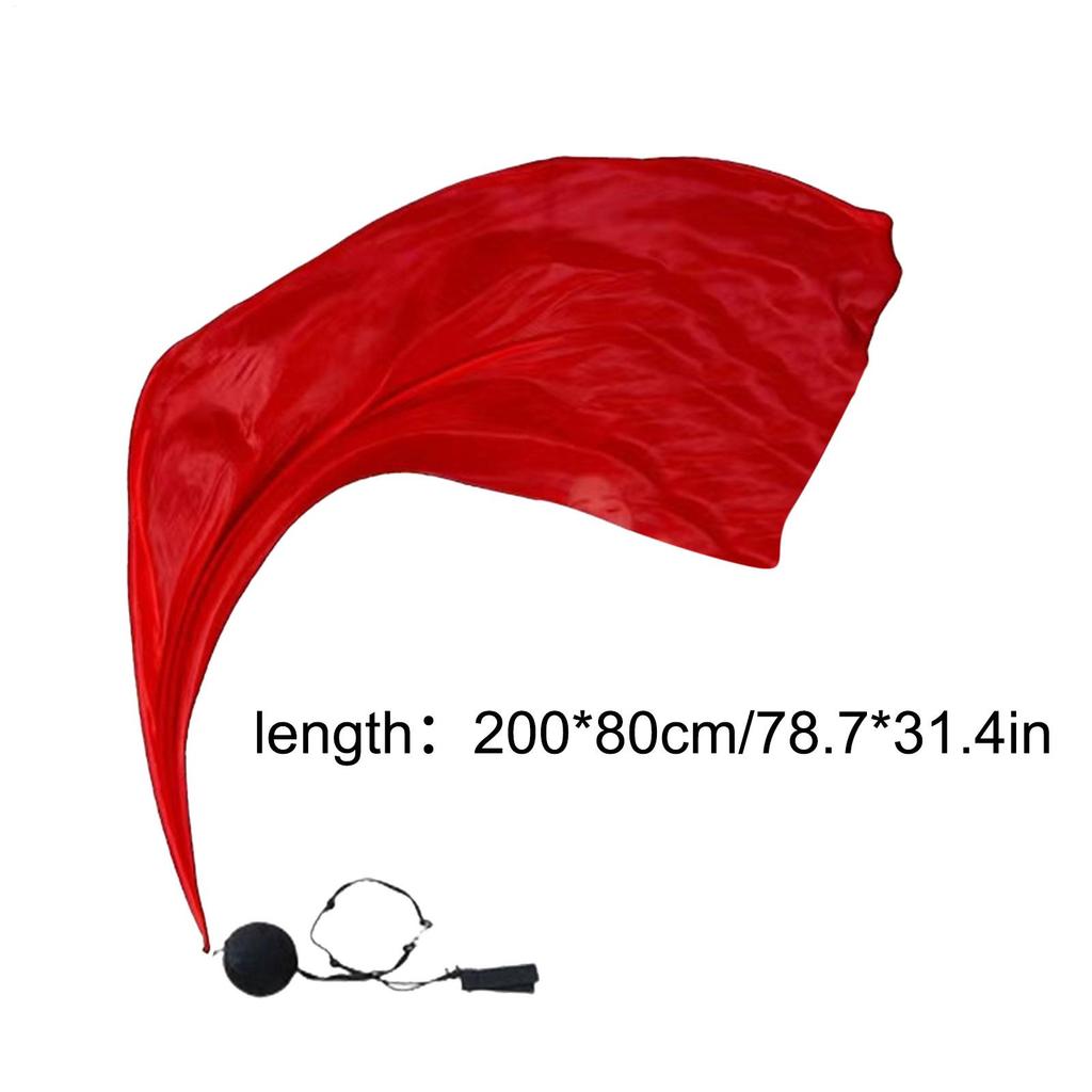 Seiden Schleier Poi Wunderschöne Tanzflaggen mit Schwingkugeln Bunte Anbetungsflaggen für Kirche, Bühne, Stammesaufführungen