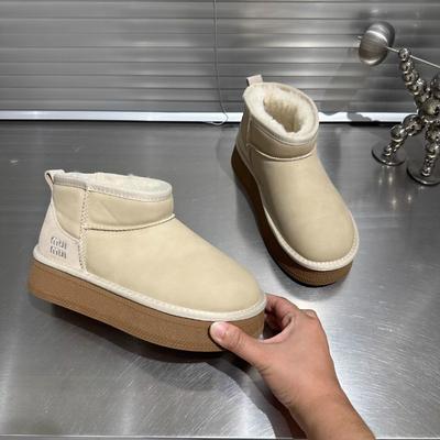Mini-Schneestiefel mit dicker Sohle für Damen, Winter, neu, trendig, Samt, verdickt, warm, rutschfest, Baumwollstiefel
