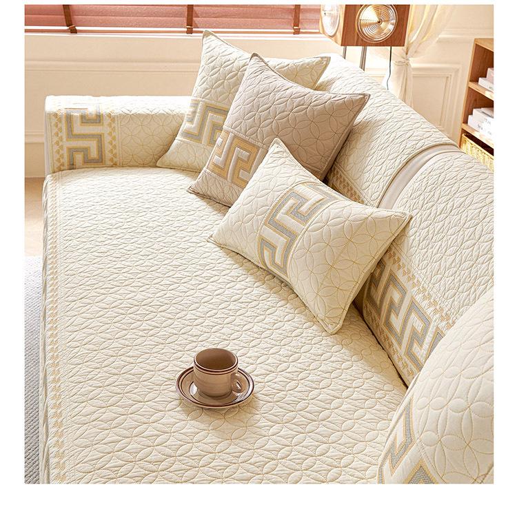 2024 Non-Slip All-Cotton Sofa Cushion Cover for Solid Wood Sofa - Four Seasons Universal Design