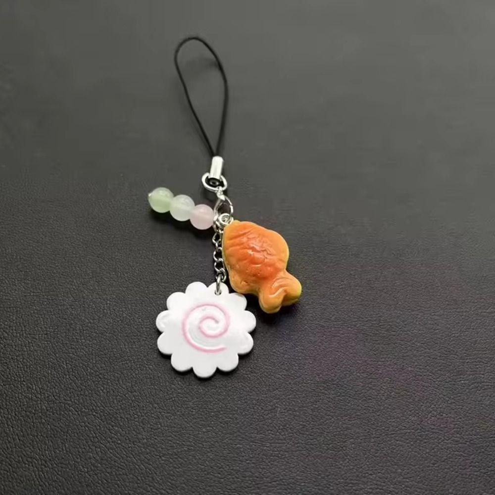 Japanese Fish Cake Keychain Pink Squid Roll Dango Phone Charm Food Taiyaki Pendant Friends Gift