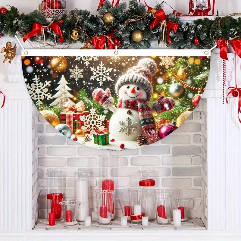 Christmas Outdoor Fan-Shaped Flag Banner Christmas Decor For Home 2026 Cristmas Drop Ornament Xmas Navidad Gift New Year 2027