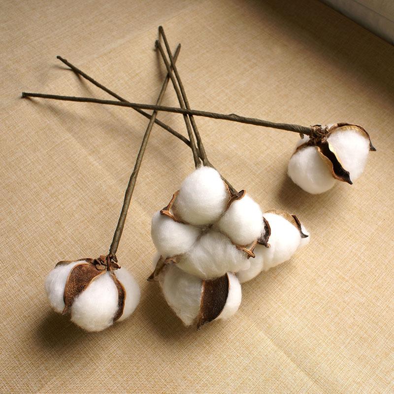 Natural Immortal Cotton Dried Flowers, Single Simulated Fake Flower Cotton Head Shooting Props Flower Arrangement Accessories Art Decoration