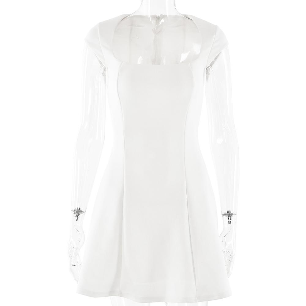 Vestito da donna stile ins nuovo europeo e americano, sexy e alla moda, con scollo quadrato, senza maniche, scollato, aderente, a tubino corto