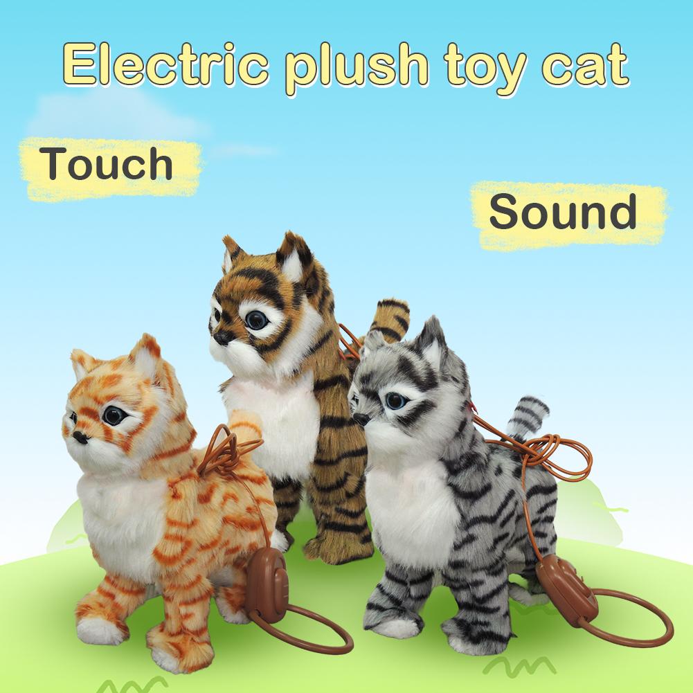 Robot Cat Electronic Plush Cat Singing Songs Dog Walk Electric Kitten Leash Control Music Cat Kids Children Animal Toy