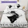 Custom Name Black Cat Majesty Bedding,Quilt Set Quilt Cover Pillowcase Home Birthday Gift(1 * duvet cover + 2 * pillowcase, without core)_lx