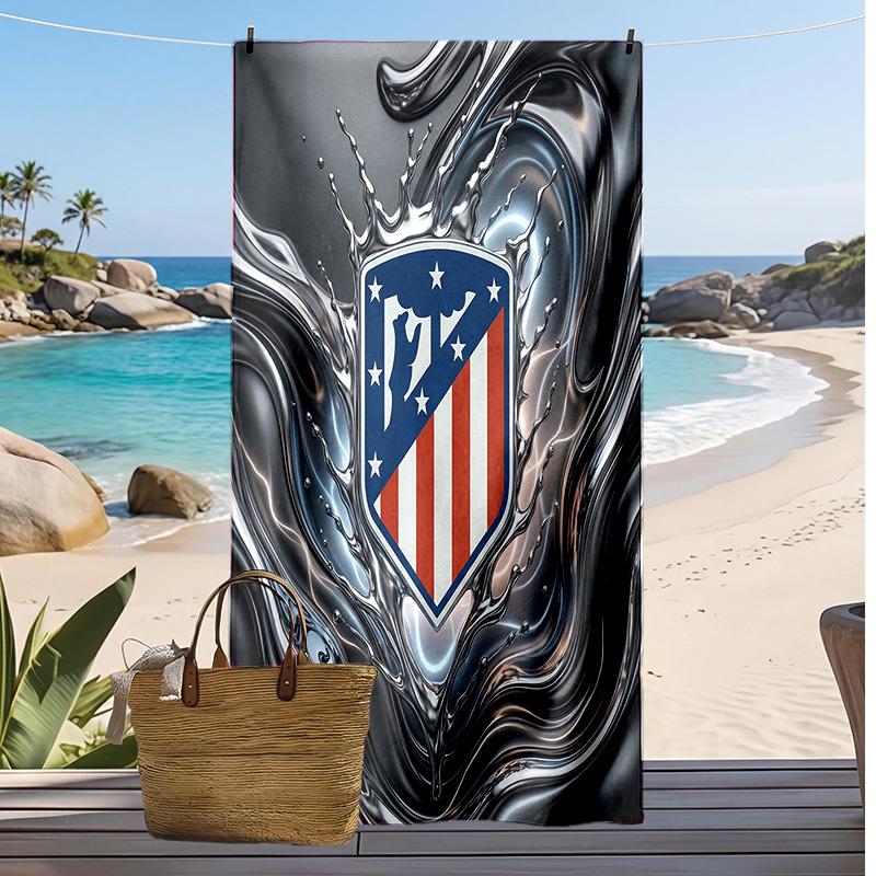 Toalla de Playa Estampada del Atlético de Madrid Secado Rápido Suave Portátil Grande Rectangular Manta de Playa para Viajes Piscina