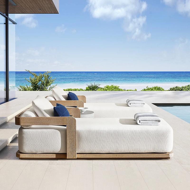 Rainproof Teak Outdoor Sofa – Solid Wood Garden, Courtyard, Balcony & Hotel Furniture