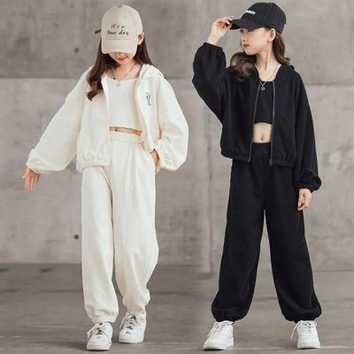 Mode Mädchen Outfits Set Kinder Teen Große Kinder Frühling Herbst Lose Sport Dreiteiligen Anzug Hoodie + Weste + Hose