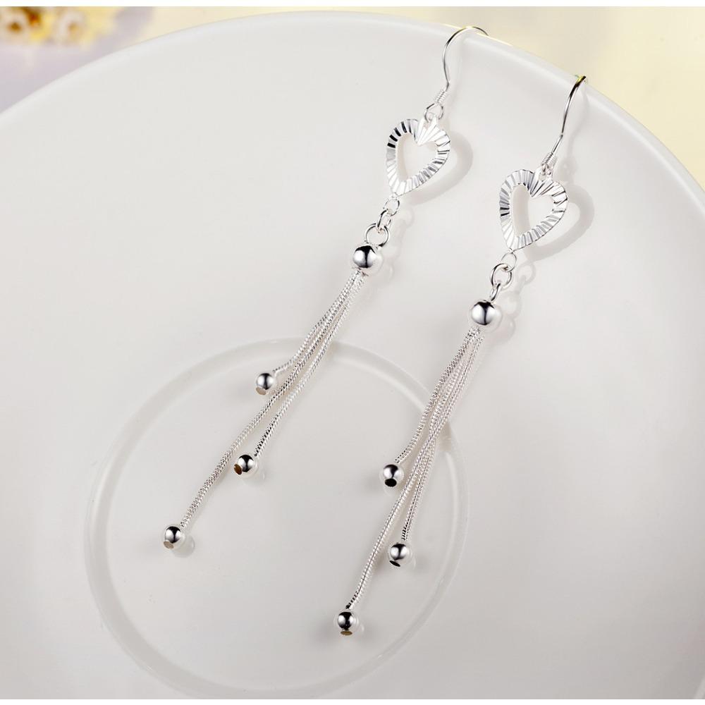 Long Fringe Earrings Stylish Floral Heart Dangle Earrings Elegant Women Jewelry Gift