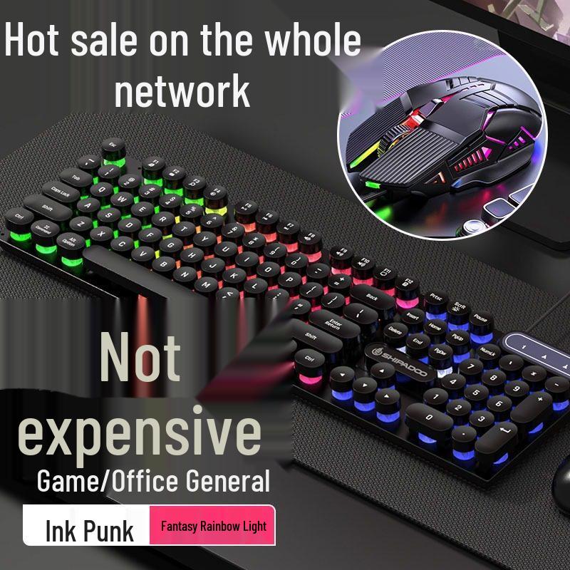 USB Wired Gaming Keyboard & Mouse Set - Mechanical Feel, Universal for Desktop & Laptop