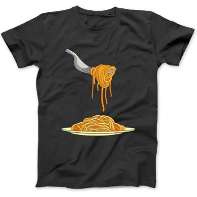 Pâtes Spaghetti Nouilles Italiennes Cuillère Fourchette Nourriture T-shirt SPT Hommes Femmes Manches Longues, Sweat à Capuche Noir