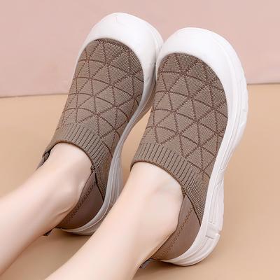 Women's Shoes Spring New Shoes Women's Shoes Versatile Casual Shoes One Pedal Mother Shoes Flying Woven Soft Sole Comfortable and Not Tired Feet