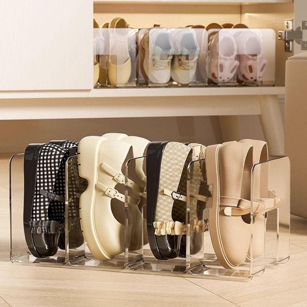 Large Capacity 4 Grids Shoe Storage Rack Plastic Space Saving Baby Shoe Rack Vertical Free Standing Shoe Organizer for Home