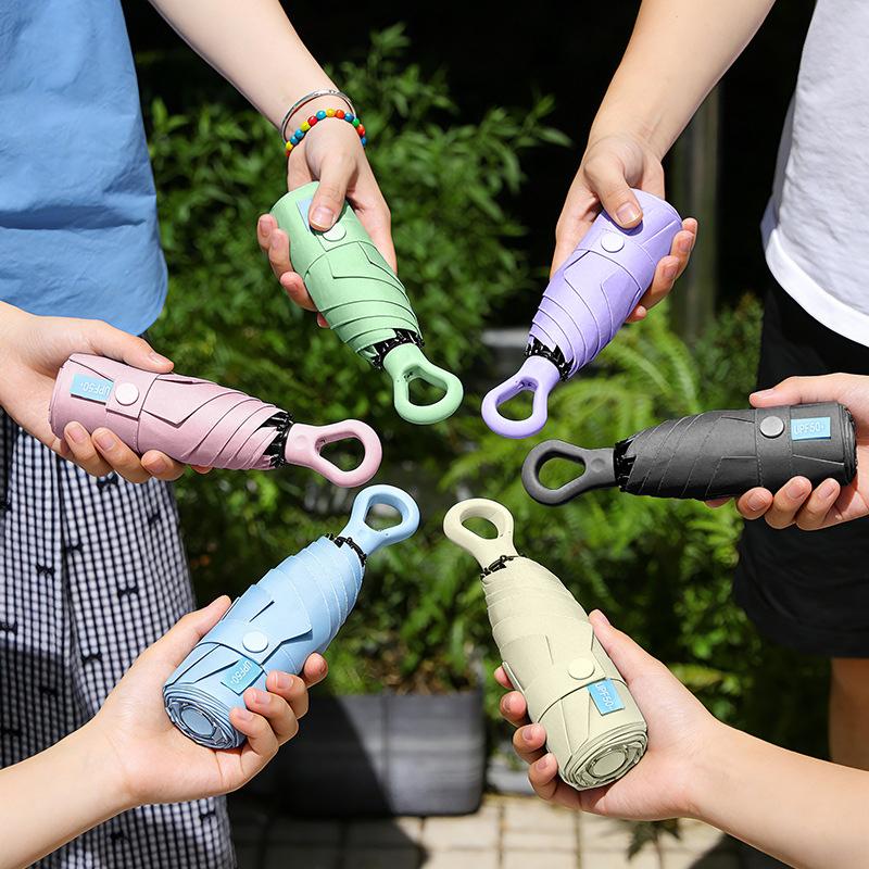 Uv Protection Mini Umbrella Ultralight 6-Fold Portable Sunshade For Women Outdoor Beach Travel Compact Windproof Quick Dry