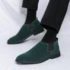 British Fashion New Men's Pointed Green Brown Suede Leather Shoes Male Designer Formal Wedding Prom Dress Homecoming Footwear