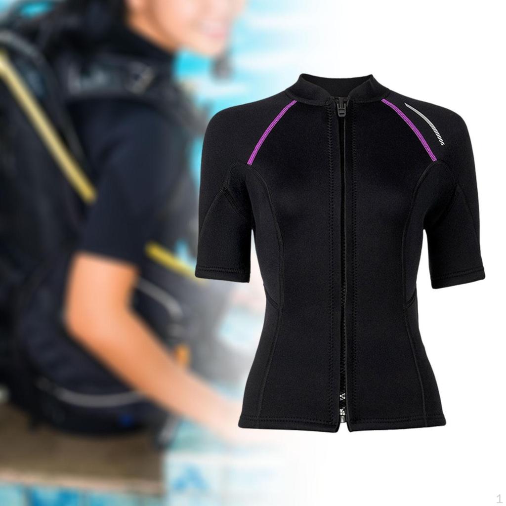 Woman Wetsuit Top Front Zipper Jacket Swimsuit for Canoeing Surfing Kayaking
