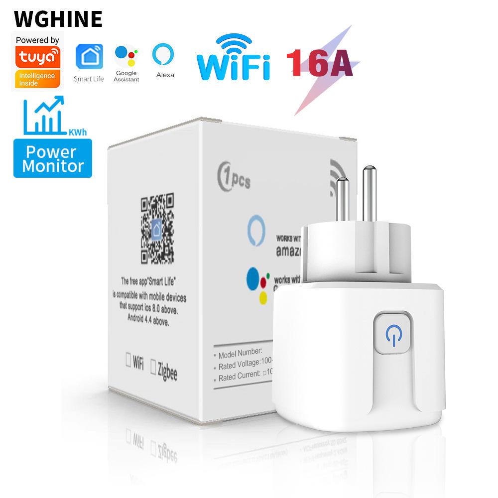 Smarte europäische Steckdose mit WLAN, App-Fernbedienung und Sprachsteuerung, 16A20-Zeitschaltuhr