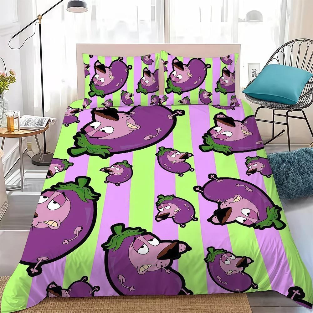 Duvet Cover Pillowcase C-Courage the Cowardly Dog Bedding Set Adult Boy Girl 2/3piece set Bedroom Decoration Single Double Size
