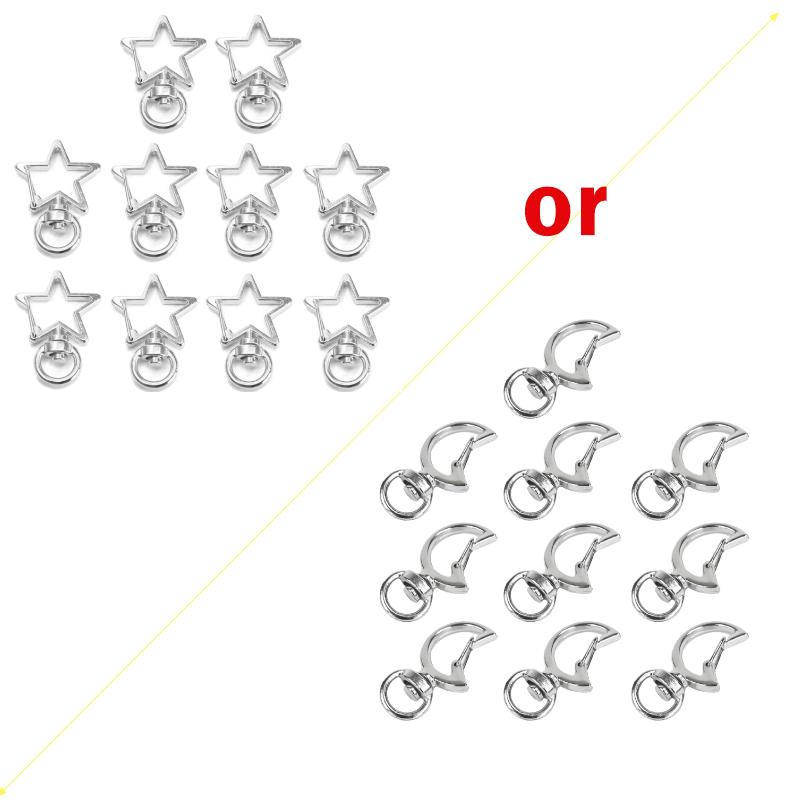 Set of 10 Metal Lobster Claw Clasps Star keyring /Moon Hook Lanyard Clip DIY Supplies Jewelry Making Keychain