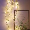 20/50/100LEDs Golden Silver Tiny Leaves Fairy Light Battery Powerd Artificial Plant Garland Vine Lights for Wedding Home Party