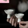 2pc/set Retro Grass Wood Gray Glazed Teacup Handmade Ceramic Petal Master Cup High Foot Tea Bowl Chinese Kung Fu Teaware 30ml