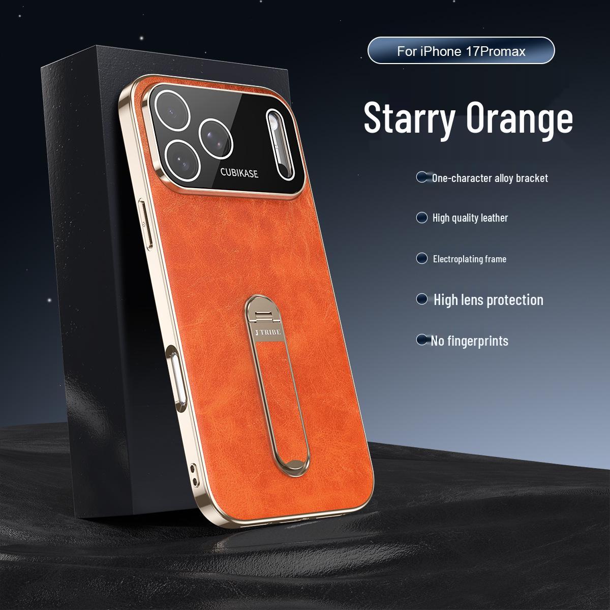 Compatible with iPhone 17 Pro Max: Ultra-Thin Electroplated Leather Bracket Case for iPhone 16. iPhone 17 Pro Max