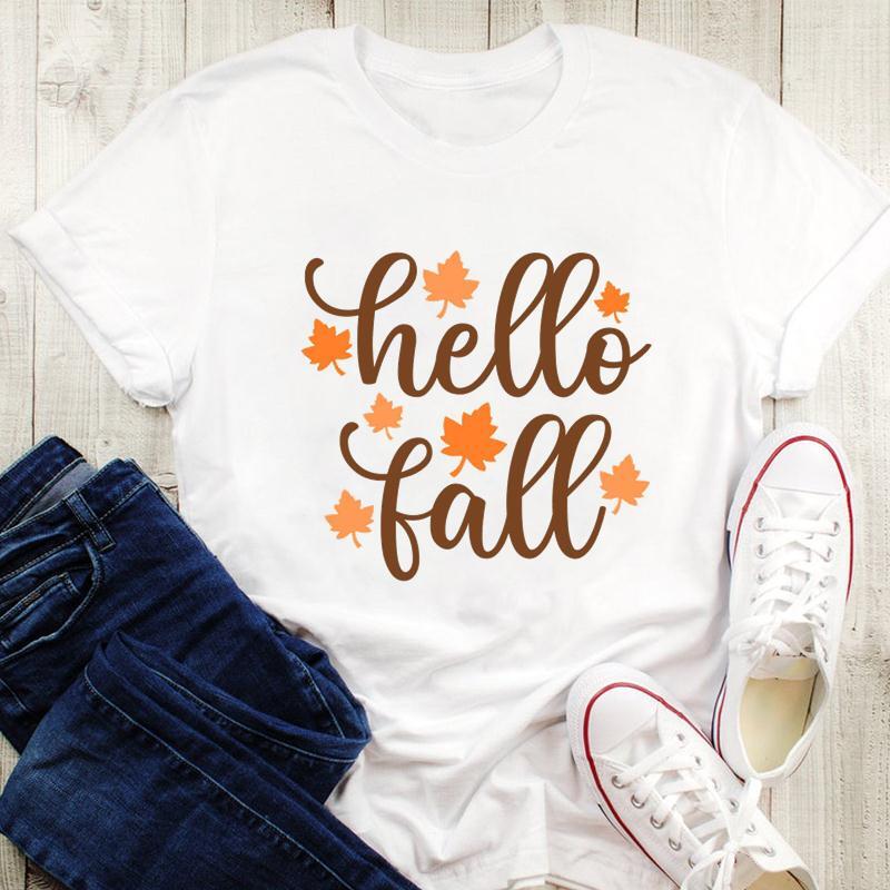 Hello Fall T shirt Pumpkin September October %100 Premium Cotton XXXXL