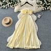 Women's Seaside Vacation Long Maxi Dress Sexy Halter Backless Lace-Up Hollow Out Pleated Beach Dress