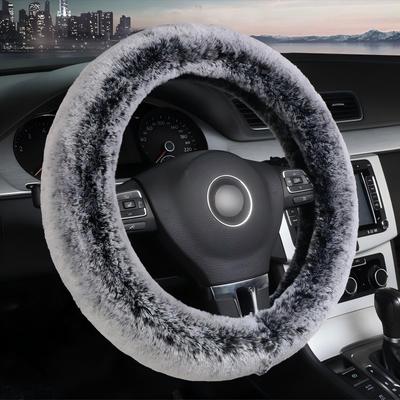 1PC Winter Car Steering Wheel Cover Short Plush Soft Warm Car Handle Cover Imitation Rabbit Hair Anti-wear Handle Cover