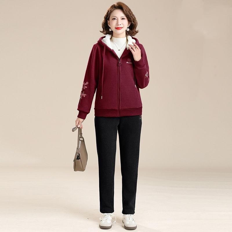 

Осенне-зимние куртки с бархатной подкладкой, утолщенные, для среднего и пожилого возраста, спортивные костюмы для отдыха, женские зимние костюмы-двойки больших размеров XXXXL