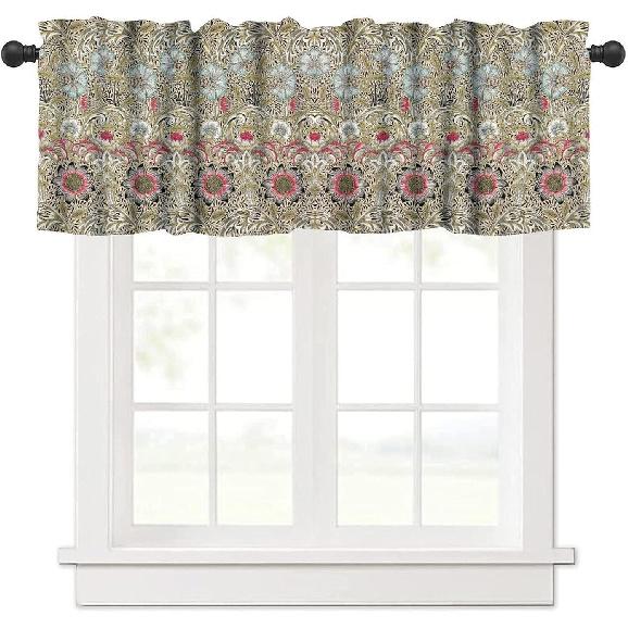 Rustic Cabin Kitchen Valances Curtain,Vintage Country Farmhouse Bear Moose Deer Rod Pocket Small Valance Treatments for Living Room Bedroom
