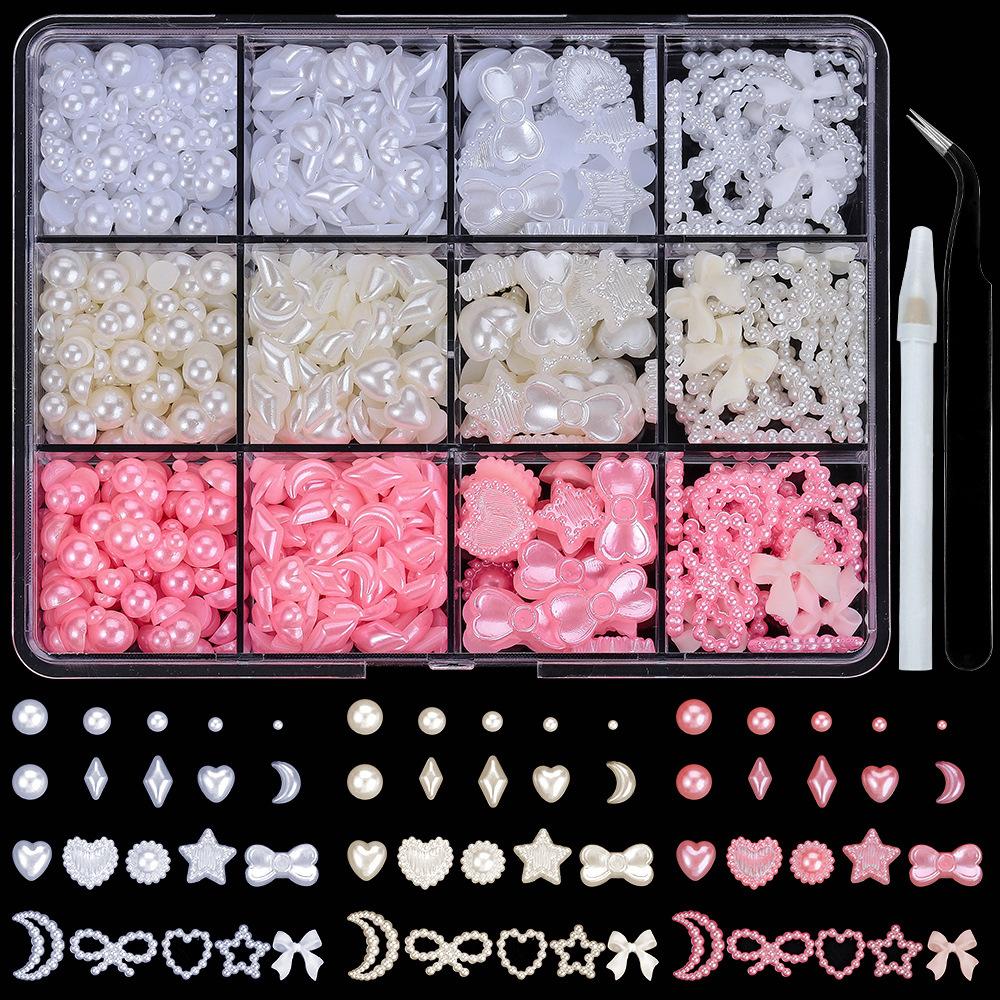 

Набор из 12 сеток, микс украшений для нейл-арта в виде бантов, украшения из смолы своими руками, микс украшений для нейл-арта с цветным жемчугом.