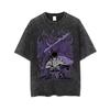 T-shirt a Maniche Corte Naruto Sasuke Lavata e Usata, Moda Estiva Tendenza Brand Abbigliamento Oversize Anime Uchiha
