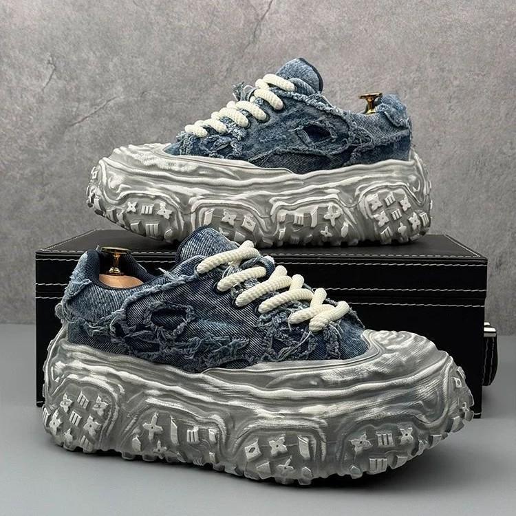 Fashion Men's 2025 Spring/Summer New Fashionable Retro Trendy Tire Bottom Casual Thick Bottom Height Raising Couple Sports Shoes