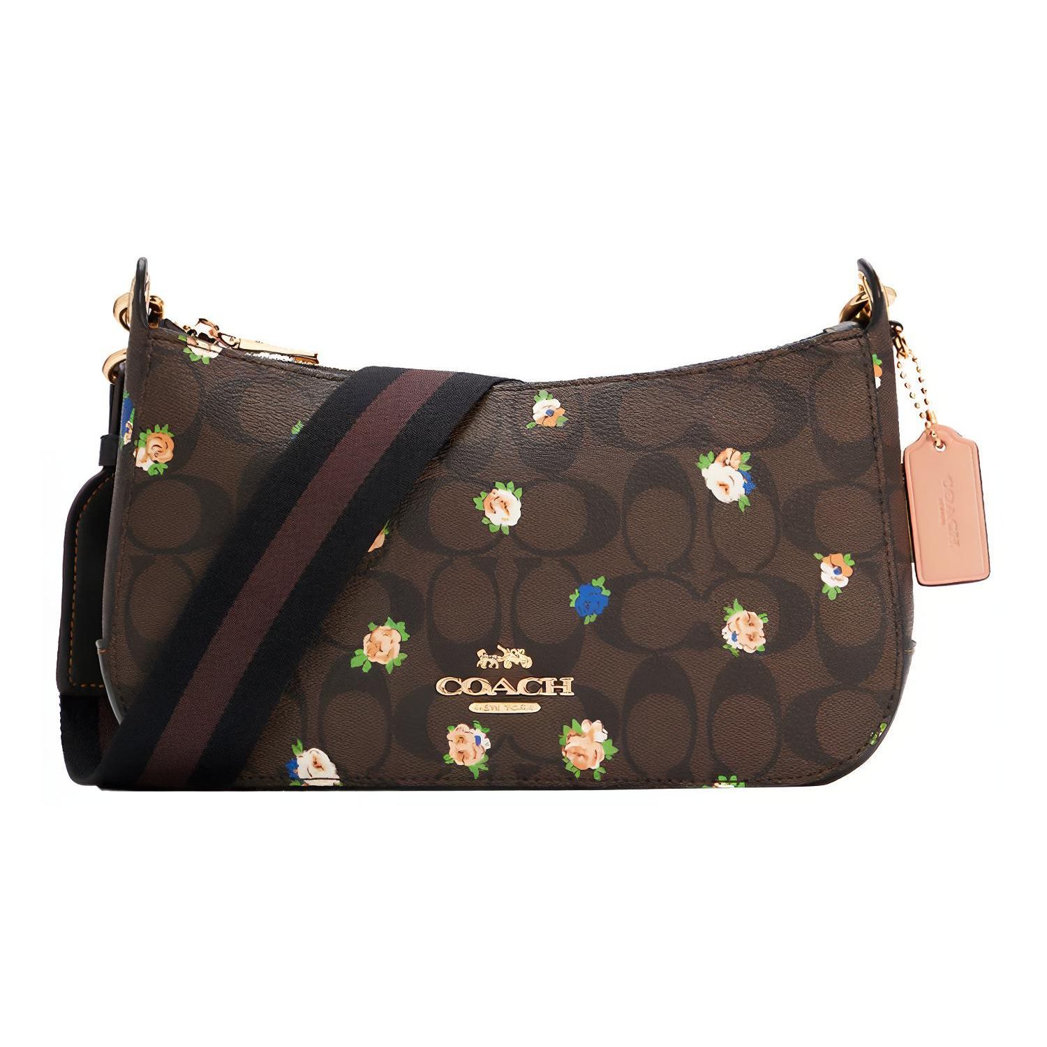 

Coach Jes 25 Classic Floral Print Canvas Leather Crossbody Bag Medium Women bags Dark-Brown C6823-IMOSN Basic Set (Bag+Dust Bag)