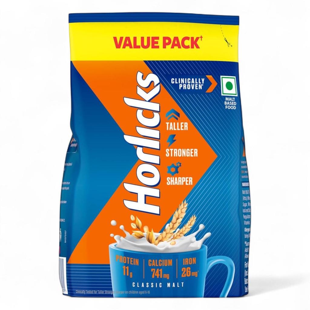 Horlicks Nutrition Drink Classic Malt 800g Pouch – Kids Growth, Energy, and Immunity Support with 27 Vital Nutrients